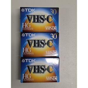 TDK VHS-C HG Ultimate TC-30 Camcorder Tapes 30 Min Blank Lot 3 Sealed